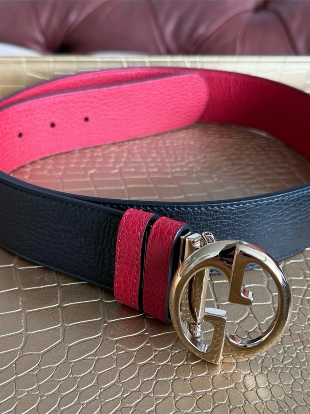 Authentic Gucci Reversible Interlocking GG Leather Belt – Size 90/36